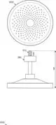 Kopfbrause von Ideal Standard mit runder Duschfläche, verziert mit zahlreichen kleinen Öffnungen zur Wasserabgabe. Ansatz mit G1/2-Gewinde für die Montage.